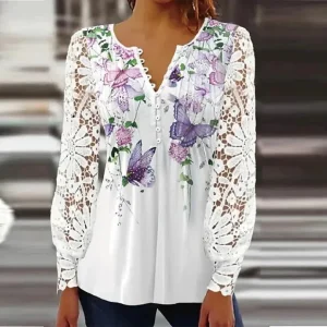 Chemise blanche imprimé-papillons