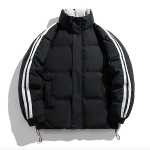 "STRP" Parka Doudoune Matelassée Noir à Bandes - URB1™