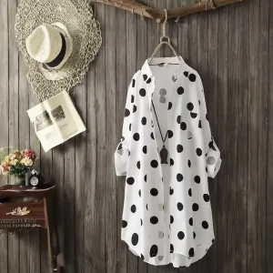 Chemise blanche chic à pois