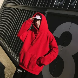"ESSENTIAL" Sweatshirt Rouge Hoodie à Capuche - URB1™