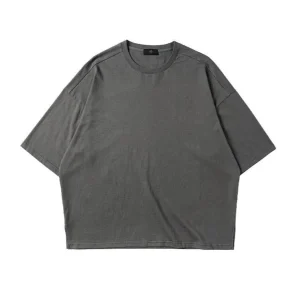 "L'ESSENTIEL" T-shirt Basique Gris foncé Oversize Streetwear - URB1™