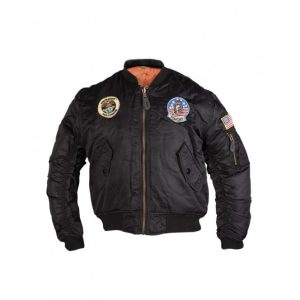Bomber MA1 Patches Enfant Noir