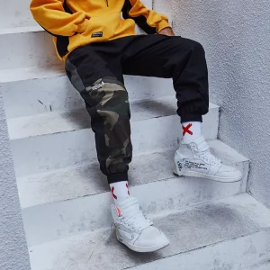 "UREPUBLIC" Pantalon Cargo Noir Treillis Militaire - URB1™