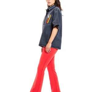 Le Pantalon flare Power stretch Rouge tomato