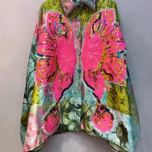 Chemisiers vintage toutes saisons,  manches longues Papillon